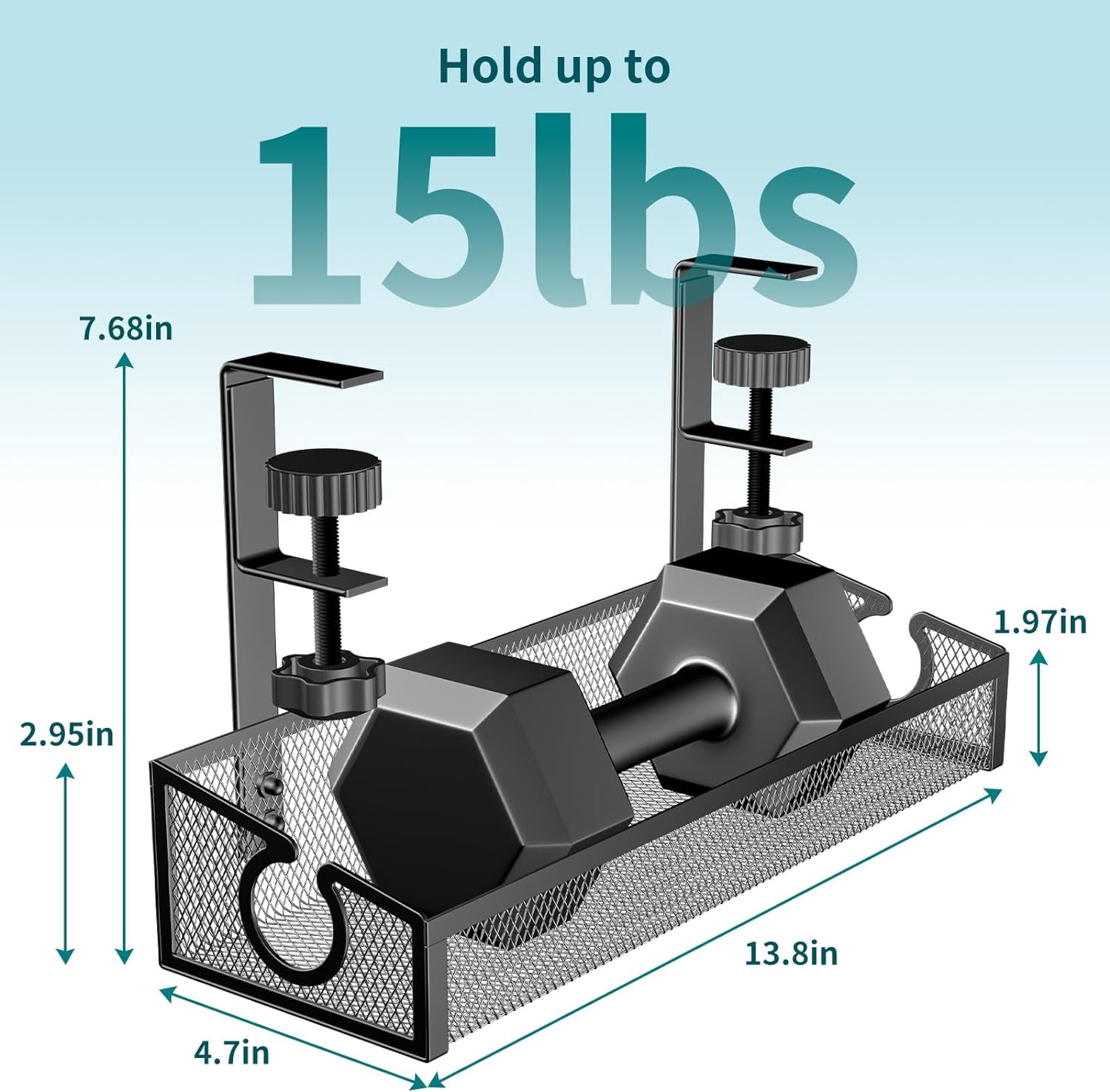 AmzDoer Under Desk Cable Management Tray , No Drill Organizer With Clamp for Wire Management, PC Cord Accessories & Workspace Organizers for Office, Home,Black