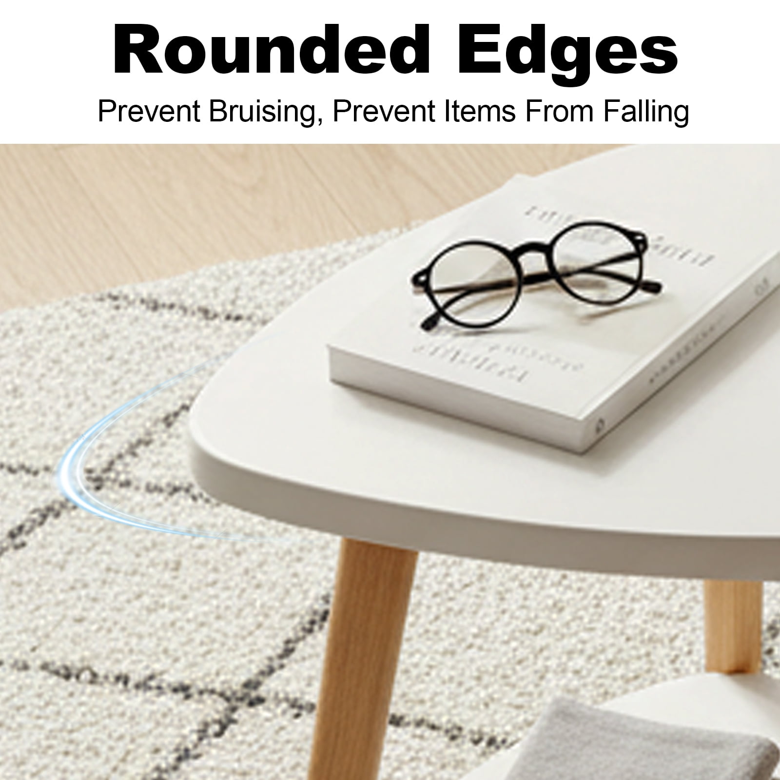HDUTNGISN 2-Tier Coffee Table, Modern End Table & Bedside Table for Small Spaces, Indoor & Outdoor Side Table for Porch Backyard Livingroom Bedroom,White