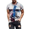 thumbnail image 2 of Shirts for Men Men's Street Trendy Casual Print Crew Neck Short Sleeve Plus Size Tops for Men Mens Shirts V Neck T Shirts Men White 4XL, 2 of 8