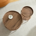 thumbnail image 2 of 2-Piece Coffee Table Set for Living Room, Wooden End Table Set, 2 Tier Center Table Set Nesting Coffee Tables, Sofa Side Tables with Metal Legs for Bedroom Home Office, Walnut MDF, 2 of 9
