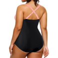 thumbnail image 3 of GHSDFBB Women Plus Size One Piece Swimsuits V Neck Tummy Control Bathing Suits Retro Ruched Swimwear, 3 of 5