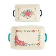 thumbnail image 3 of The Pioneer Woman Keepsake Floral 2-Piece Ceramic Nesting Baker Set, 3 of 7