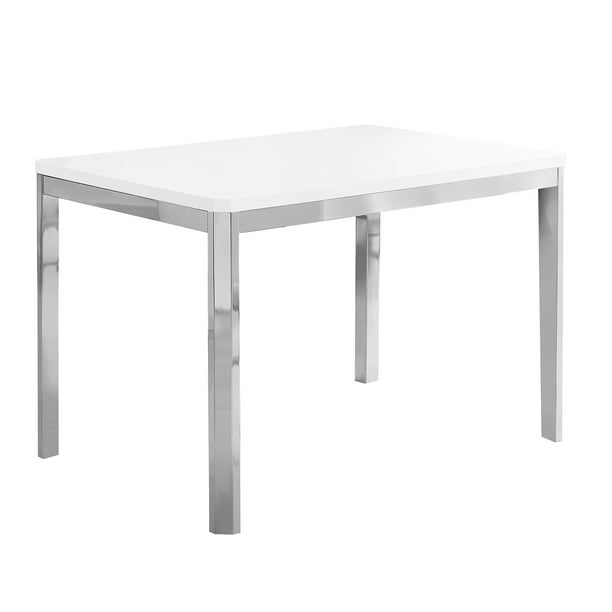 Monarch Specialties 48 In Dining Table White Chrome Com Dining Table White Chrome, Monarch Dining Table White