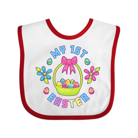 

Inktastic My 1st Easter with Eggs Easter Basket and Flowers Boys or Girls Baby Bib