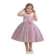 thumbnail image 3 of BYHONG Robe d'Été Décontractée pour Enfants Filles Robe de Concours en Tulle Nœud Papillon Sans Manches Robes Roses 4-5 Ans Robes d'Été Décontractées pour Filles, 3 of 9
