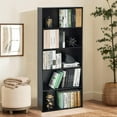 thumbnail image 3 of 5-Tier Open Bookshelves and Bookcases Set of 2, Farmhouse Bookshelf with Display Storage Shelves, Wooden Bookcase for Living Room, Home Office, Bedroom, Black, 3 of 13