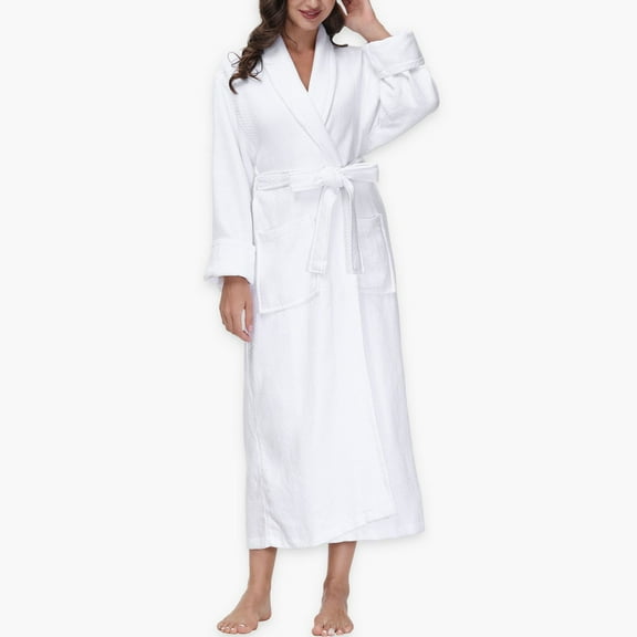Women's INK IVY Diamond Waffle Look Robe Color: White Size: S/M