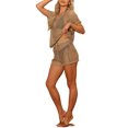 thumbnail image 4 of INSPIRE CHIC Summer Beach Two Piece Knitted Crochet Outfits for Women's Hollow Out Tank Tops with Shorts Cover Ups Set, 4 of 5