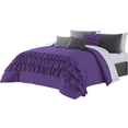 thumbnail image 2 of DNG Creations 5 Piece Three Line Ruffle Duvet Cover With Zipper Closure & Corner Ties - 800 Threads Count, 100% Egyptian Cotton ( Solid Purple - Oversized Queen ), 2 of 4