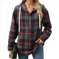 thumbnail image 1 of Sudadera con Capucha y Estampado A Cuadros para Mujer, Sudaderas Extragrandes, Camisetas de Larga, Corte Holgado Tíbet XXL, 1 of 9