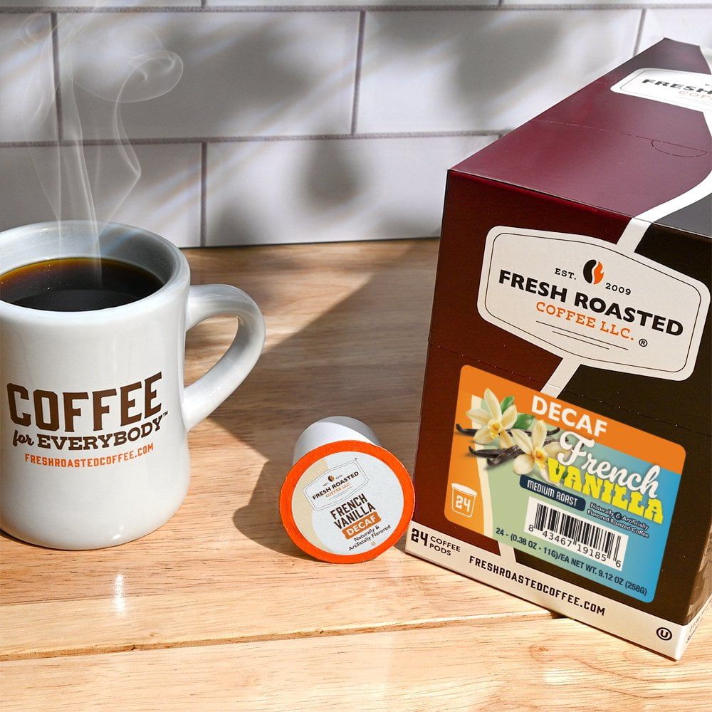 Fresh Roasted Coffee's Flavored Coffee Collection, Decaf Vanilla, 72 K-compatible Pods