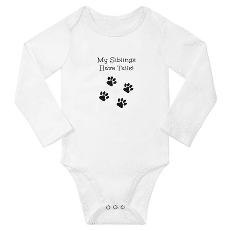 

My Siblings Have Tails! Funny Baby Long Sleeve Clothing Bodysuits Boy Girl (White 18-24M)