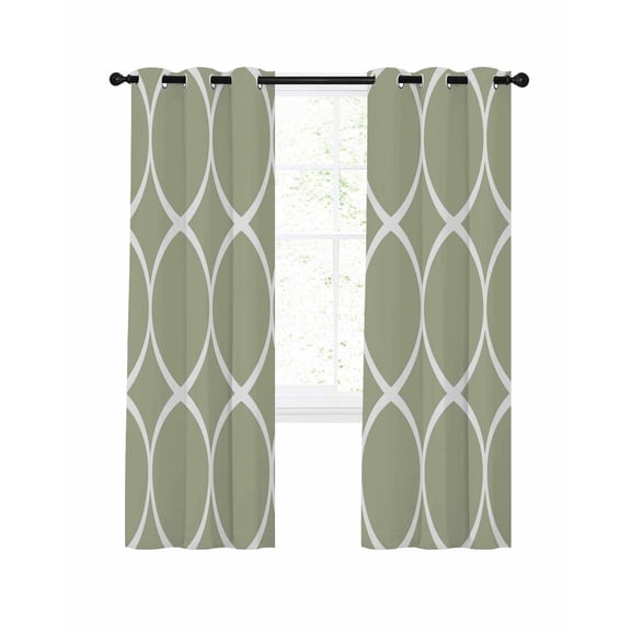 Sage Green Abstract Blackout Curtains, Light Blocking Print Window Curtains, Modern White Geometric Twisted Art Thermal Insulated Window Drapes for Living Room Kitchen Cafe 2 Panels, 104"W x 72"L