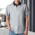 thumbnail image 2 of Summer Lapel Pinstripe Shirt for Men - Casual Short - Sleeved T - Shirt, Ripstop Fabric, Durable & Comfortable, Multiple Sizes, Ideal for Outdoor, 2 of 6