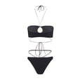 thumbnail image 2 of Flaxmaker Women Sexy Swimsuit Pearl Halter Lace Up Bikin and Sarong Bathing Suit Two pieces Swimwear, 2 of 7
