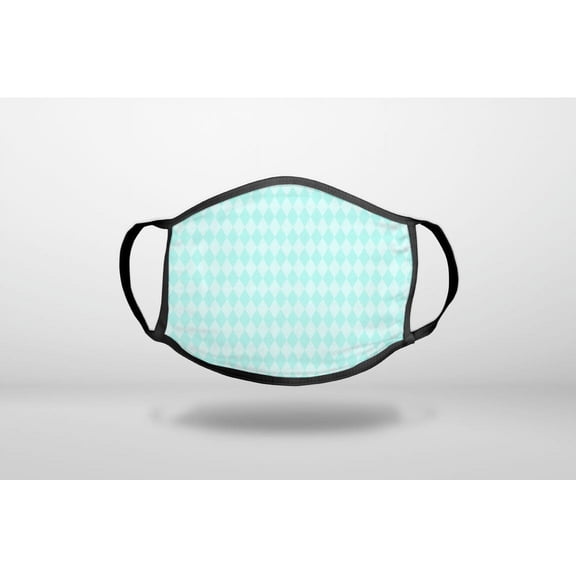 Teal Diamond Pattern - 3-Ply Reusable Soft Cloth Face Covering, Unisex, Cotton Inner Layer