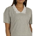 thumbnail image 6 of Moomaya Womens Peter Pan Lace Collar Top Plain Jersey Short Casual Tshirt, 6 of 8