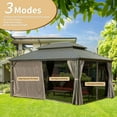 thumbnail image 4 of Domi Outdoor Living 10’ X 14’ Hardtop Gazebo Canopy with Netting & Curtains, Outdoor Aluminum Gazebo with Galvanized Steel Double Roof for Patio Lawn and Garden, Gray, 4 of 7