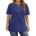 thumbnail image 2 of Fantaslook Women Plus Size Tops Pleated Crewneck Short Sleeve Shirts Casual Summer Tops, 2 of 9