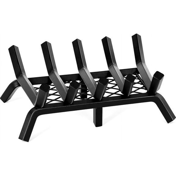 Fireplace Grates with Ember Retainer - 17 Inch Fireplace Log Grate, Firewood Wood Log Holder Rack, Inside Wrought Cast Iron Fire Grate for Hearth Indoor Outdoor Camping
