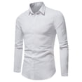 thumbnail image 1 of Hombres Casual Color sólido Slim Fit Camisa de manga larga Turndown Top Blusa Pompotops oipoqjl27614, 1 of 3