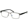 thumbnail image 2 of M+ Mens Rectangular Blue Light Extended Fit Flat Metal Reading Glasses +3.00 Diego in Matte Gun, 2 of 11