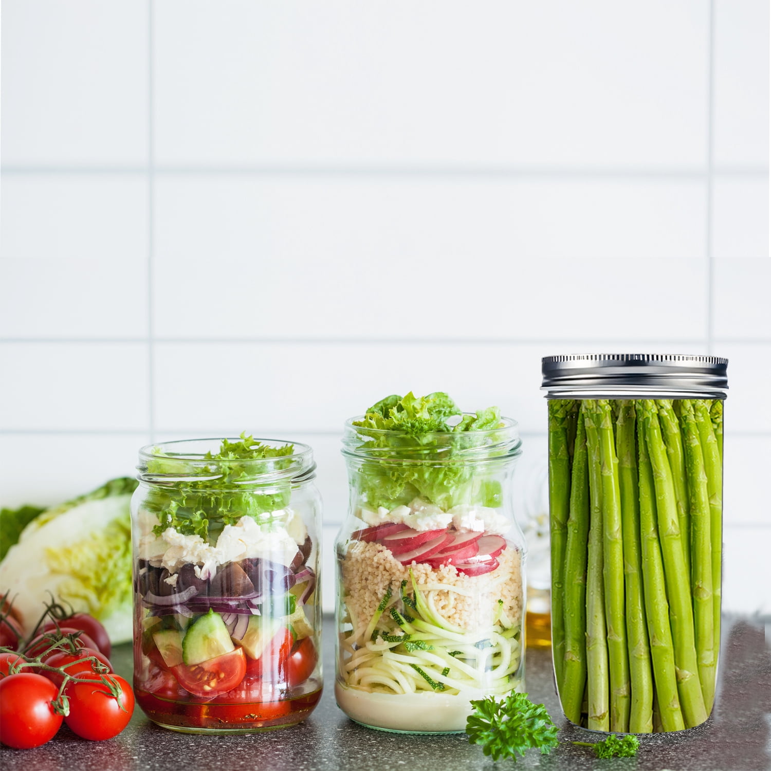 24 oz Tall Mason Jars,6 Pack 24oz Mason Jar with lids Wide Mouth,Tall Canning Jars for Pickling,Fermenting