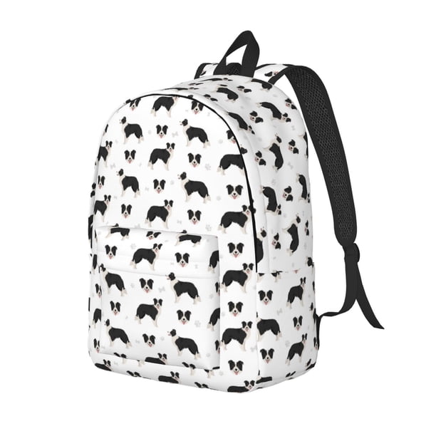Disketp Border Collie Dog Mochila de Lona Estampada, Mochila Escolar de Viaje Ligera para Estudiantes y Portátil-Medium