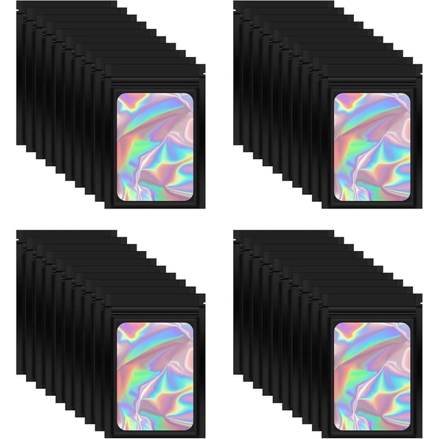 Hermeticas de 100 Piezas Bolsas Holográficas Resellables de Aluminio para Todo Tipo de Usobolsas de embalaje, a prueba de olores, bolsas de aluminio para almacenamiento de alimentos, brillo