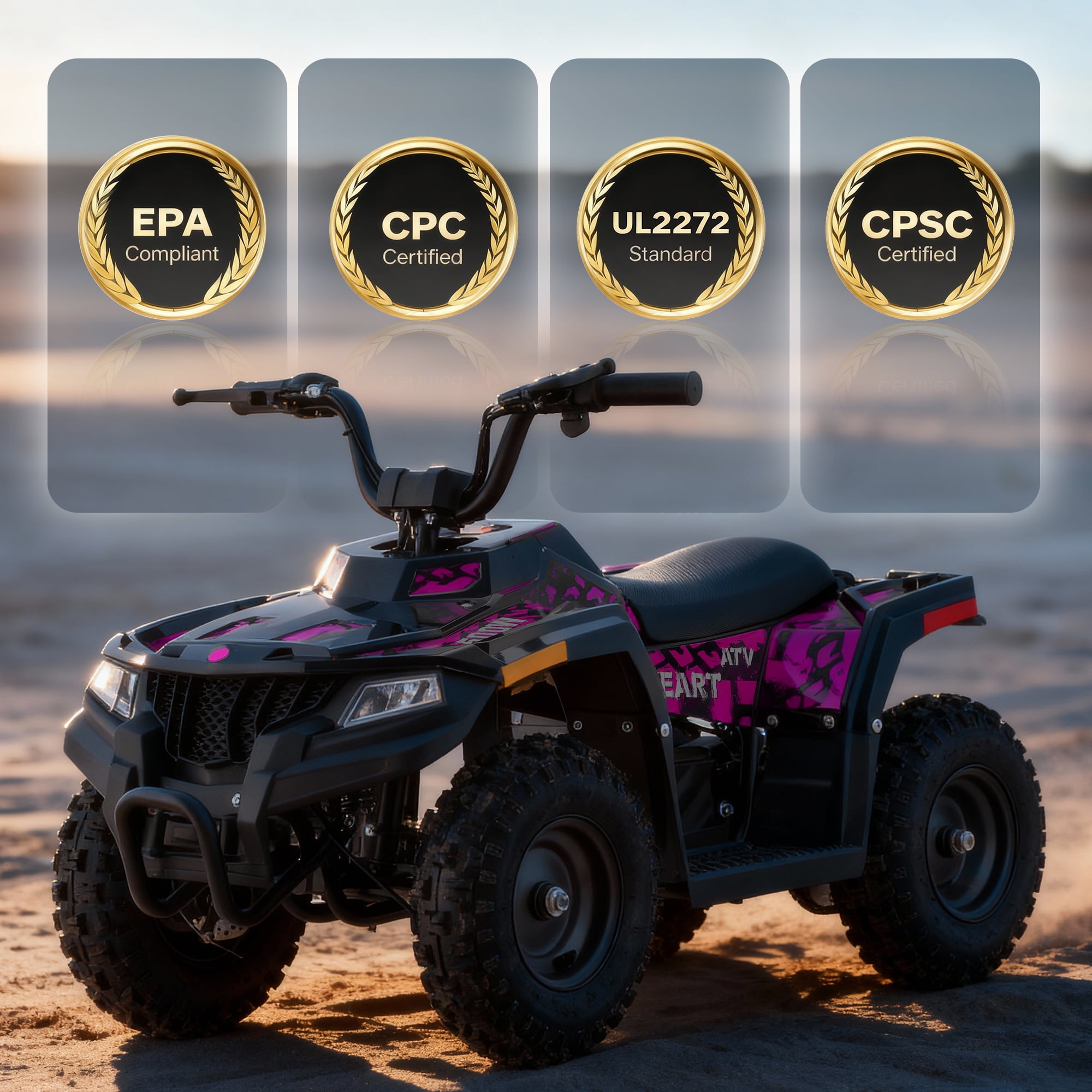HOVER HEART Electric Dirt Quad, 36V 500W 4-Wheeler, Dual Suspensions, Age 13+