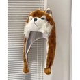 thumbnail image 1 of Cute Plush Animal Character Winter Hat Fun Ski Cap With Detailed Animal Face Long Ear Straps With Pom Pom Ends, 1 of 3