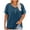 Blue, variant on Womens Plus Size Tops Casual Solid V Neck Buttons T Shirt Comfy Ribbed Loose Rolled Short Sleeve Shirts L-5XL Blue