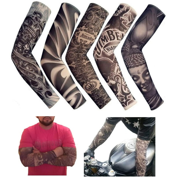 Dazone Fake Temporary Tattoo Sleeves for Men and Women (Unisex Dark Set,  Pack of 5) 