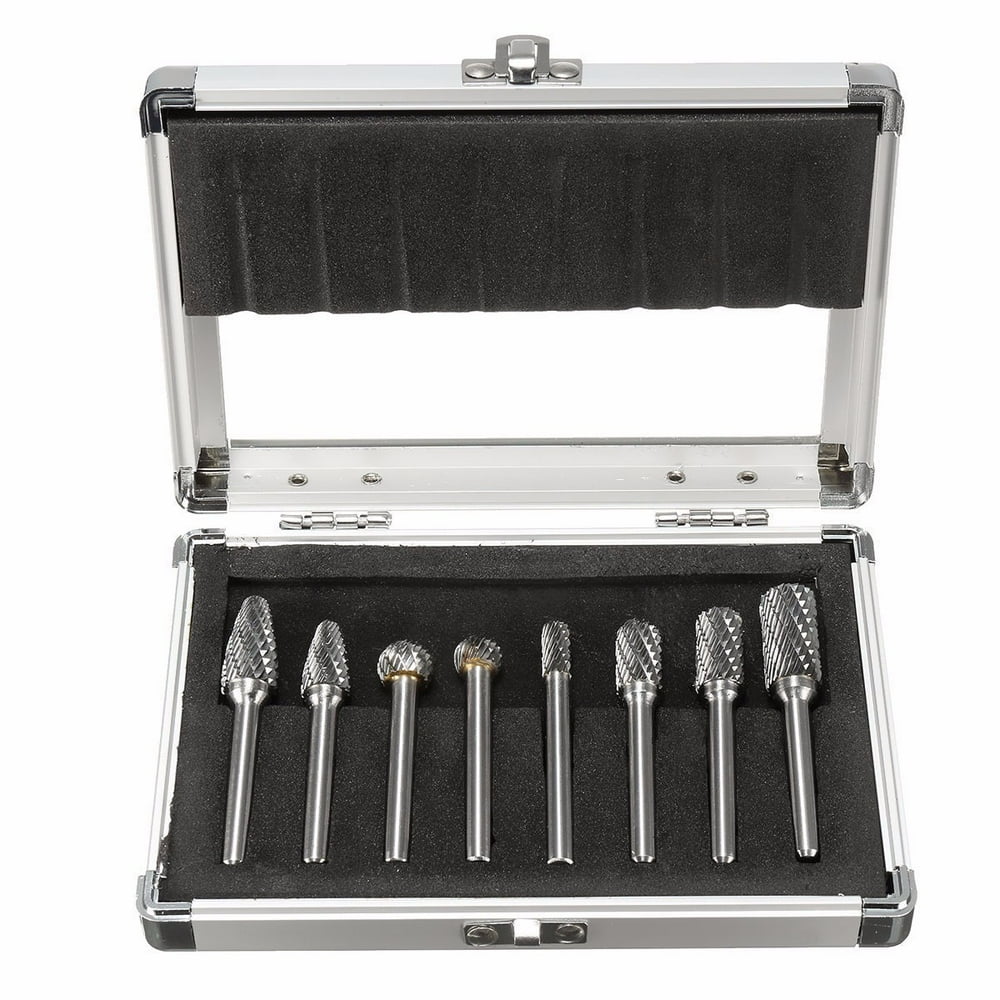 8pc CARBIDE BURR SET 8PC 1/4'' Shank Double Cut Carbide Rotary Burr