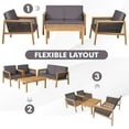 thumbnail image 4 of Gymax 4PCS Patio Acacia Wood Furniture Set PE Rattan Conversation Set w/ Grey Cushions, 4 of 10