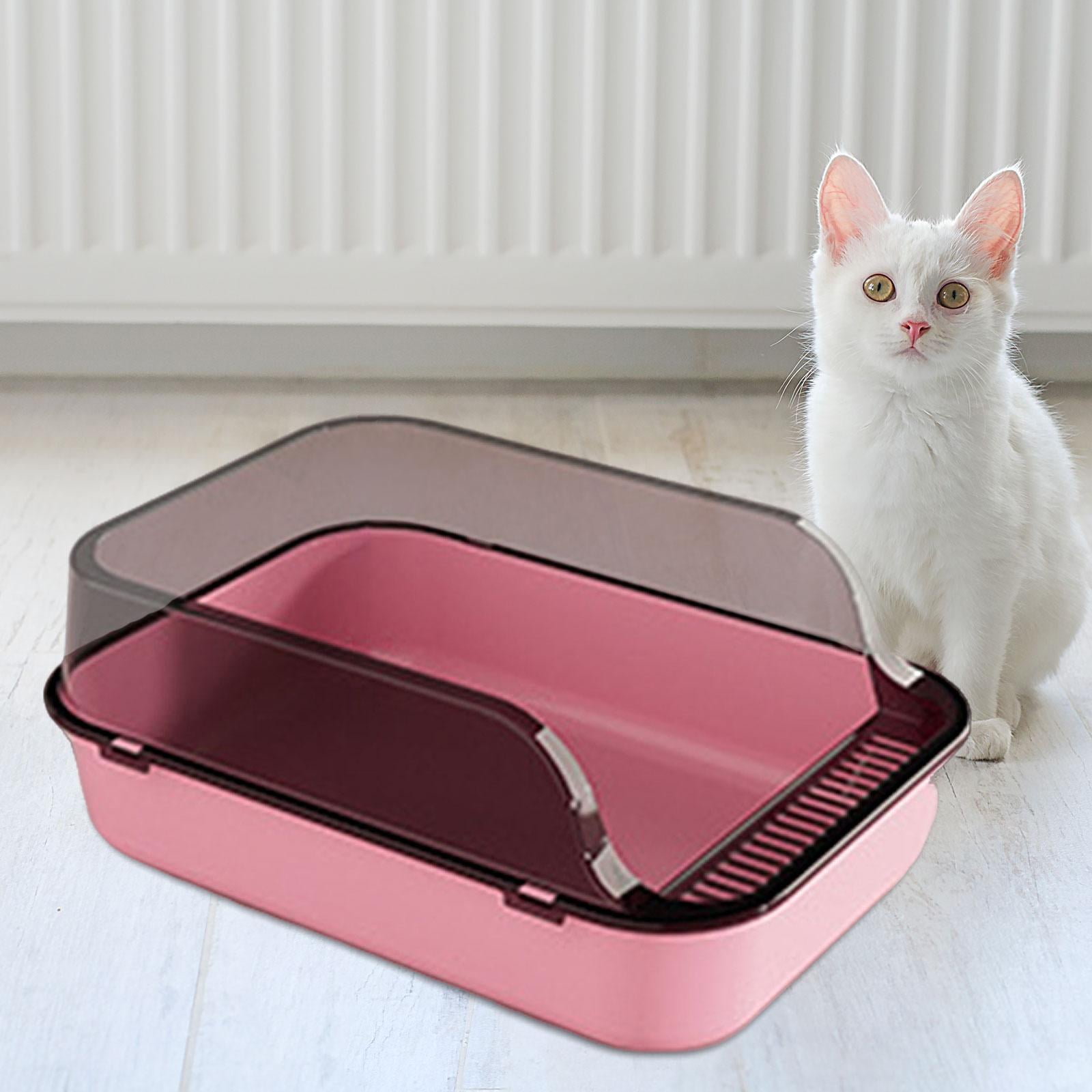 yotijay Cat Anti Splashing Kitty Litter Pan Detachable Semi Enclosed Portable Pink