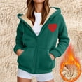 thumbnail image 2 of Full Zipper Sherpa Hoodie Women Thick Fleece Lined Warm Winter Cozy Fashion Graphic Solid Jacket with Pockets, 2 of 6