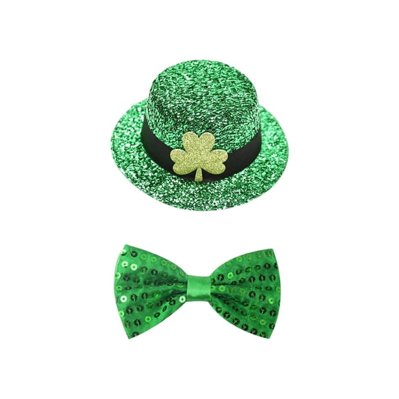 HuiXinOu Porch Goose Decoration, 23 Inch St. Patrick's Day Set with Hat and Bow Tie, Irish Green Clover Outdoor Indoor Decor