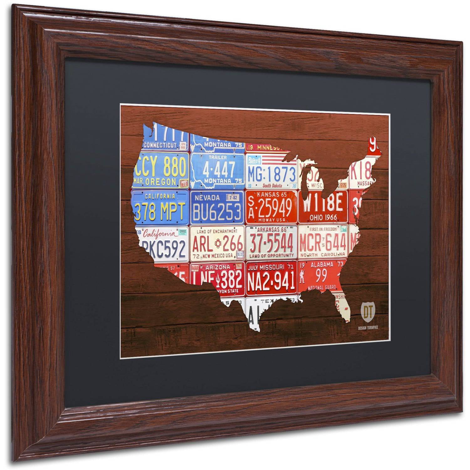 Trademark Fine Art 'USA Flag Map' Canvas Art by Design Turnpike, Black Matte, Wood Frame