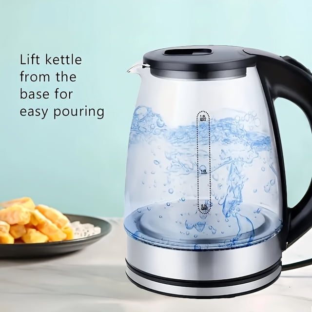 Eléctrica de Vidrio, 2L Tetera Eléctrica de Agua Caliente, Tetera de Vidrio Borosilicato, Libre de BPA, Tetera Inalámbrica de Hervido Rápido con Indicador LED y Mango Resistente al Calor