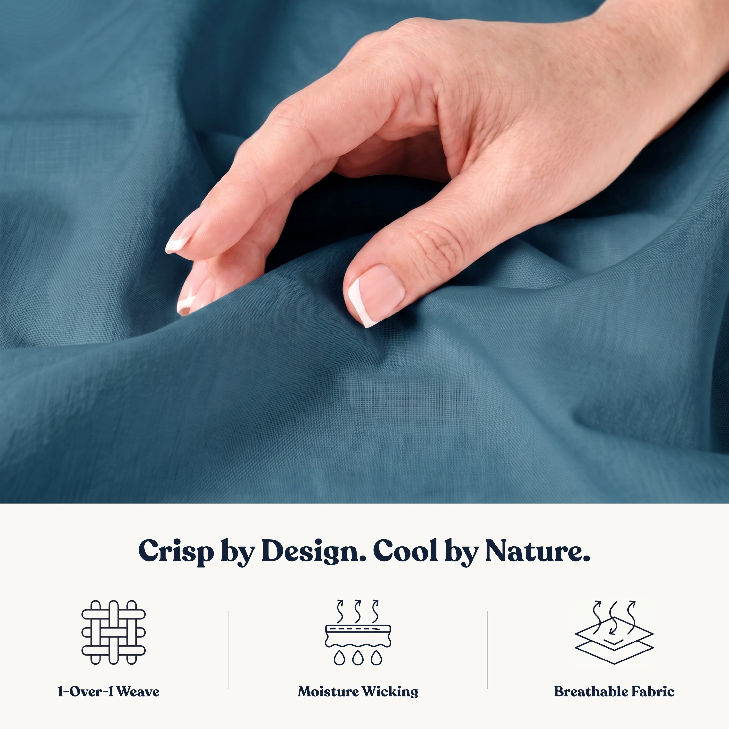 Delara 100% Organic Cotton Percale 400TC Sheet Set, GOTS Certified, Ultra-Soft & Breathable, Midnight Blue, Full, 4-Piece