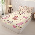 thumbnail image 2 of Homewish Bow Western Boot Kids Zipper Twin Comforter Sets with Fitted Sheet and 2 Pillowcases, Yellow Cartoon Zipper Bedding Set, Polka Dots Reversible, 4 Pieces, 2 of 6