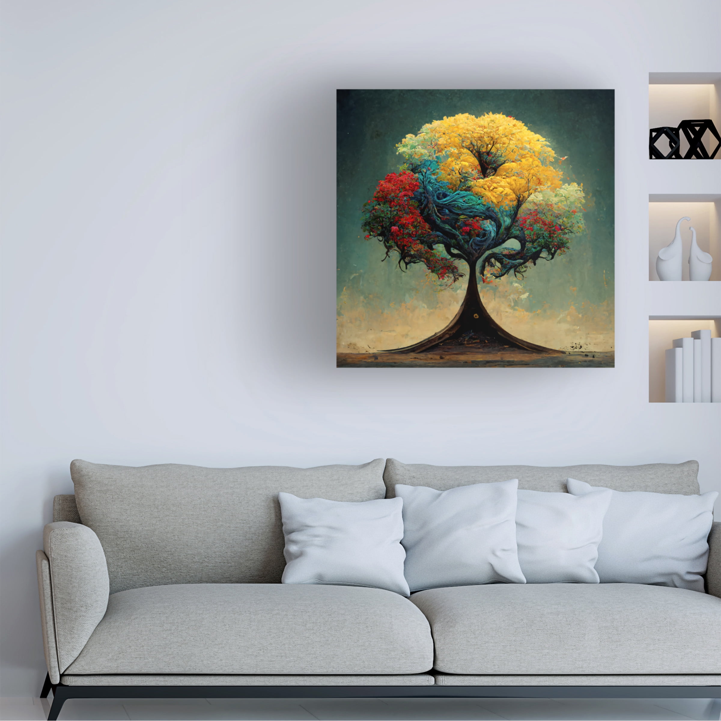 Canvas Wall Art - Ray Heere 'Tree Of Life 16' Wall Art for Living Room, Bedroom, or Office DÃ©cor by Trademark Fine Art - 18 x 18 Inches