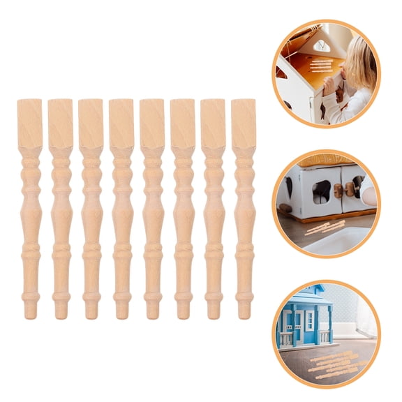 Masteelf  8 Pcs Dollhouse Changing Table Miniatures Accessories Light Brown