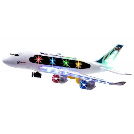 Toysery A388 Airliner Airbus Airplane Toy Bump and Go Action with Flashing Lights and Loud Sound Effects Toy for Kids Age 3 and