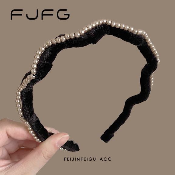 2-pack Black and Brown Velvet Wavy Hairband for Women - New Autumn/Winter Style - Simple, Elegant, Fashionable, and Sophisticated Hair Accessory with Hair Clip