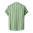 thumbnail image 4 of Inglocry Mens Striped Summer Shirts Casual Button Down Short Sleeve Beach Stylish Untucked Hawaiian Shirts Green 3XL, 4 of 4