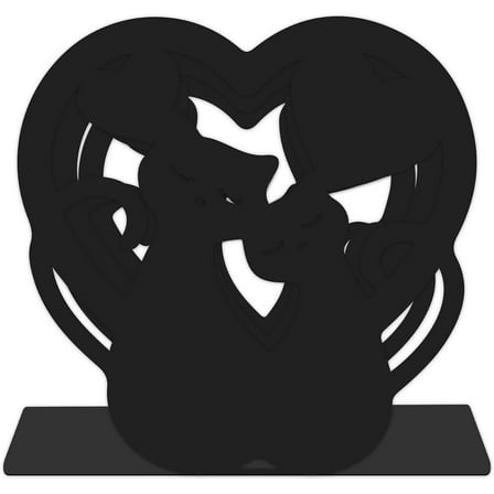 Cats Mail Holder 2 Slots Mail Organizer Heart Metal Letter Holder Desktop Mail Organizer with White Box Desktop Decoration Black for Mail Bills Letters Files 6.9 x 5.9Inch