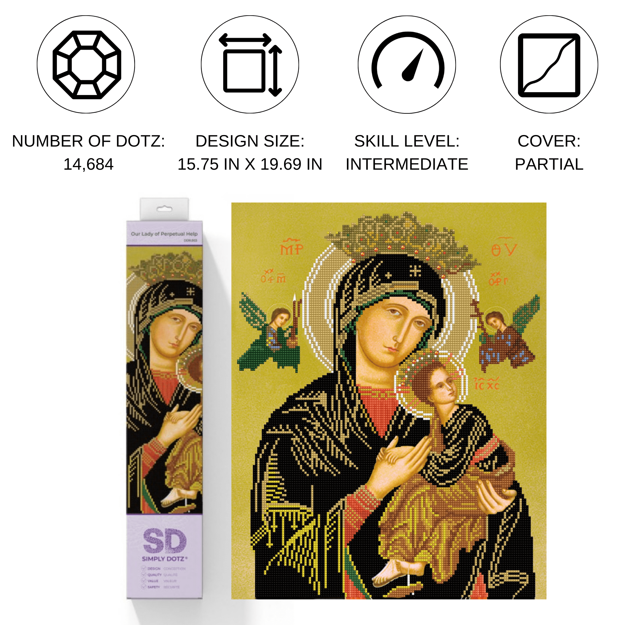 Diamond Dotz Our Lady of Perpetual Help Portrait Diamond Painting Kits for Adults - Diamond Art Kits a Relaxing Creative Craft Kit with Dotz Gems 19"x15.7"