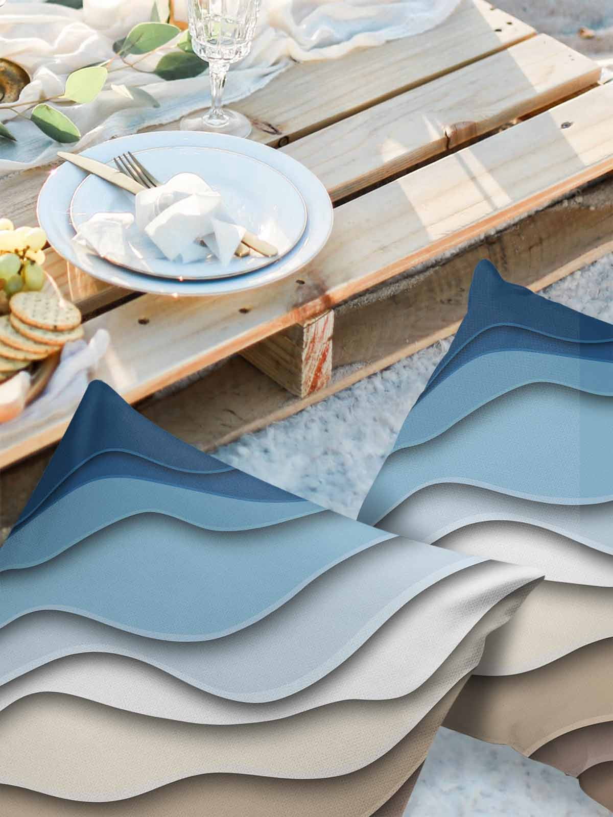 Outdoor Waterproof Throw Pillow Covers Set of 2 Blue Brown Modern Geometric Decorative Pillowcases Outdoor Pillows Cushion Case 16x16 Inch Ombre Blue Abstract Patio Pillows for Couch Sofa Bed Garden